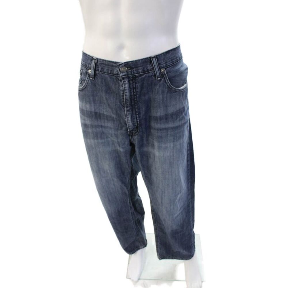 Levis Mens Wide Leg Dark Blue Cotton Jeans Size 40